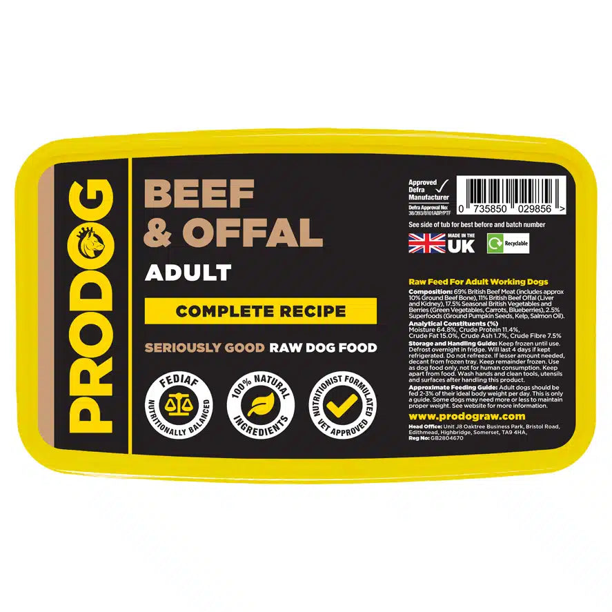 Beef & Offal Complete Raw Dog Food Meal 500g