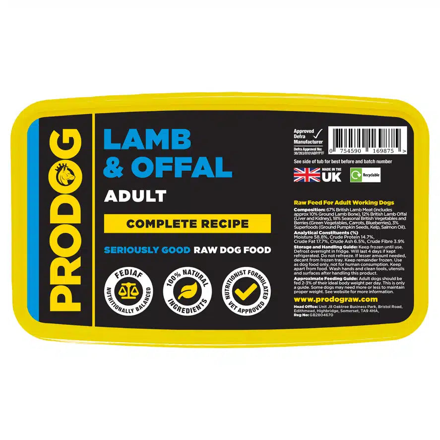 Lamb & Offal Complete Raw Dog Food Meal 500g