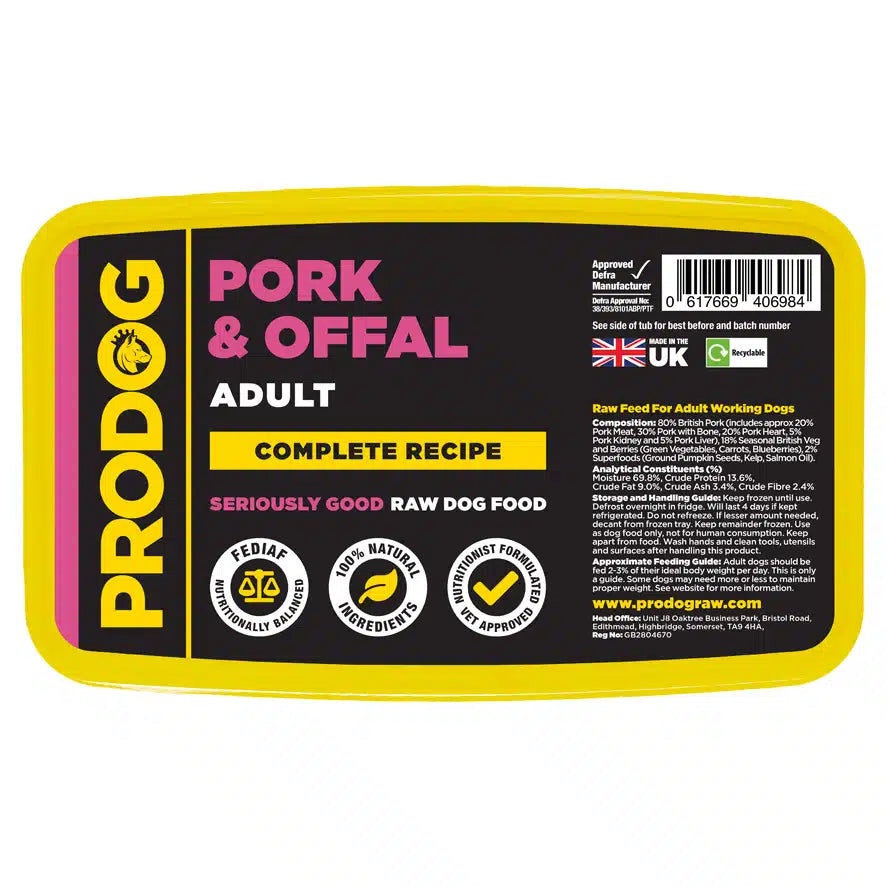 Pork & Offal Complete Raw Dog Food Meal 500g