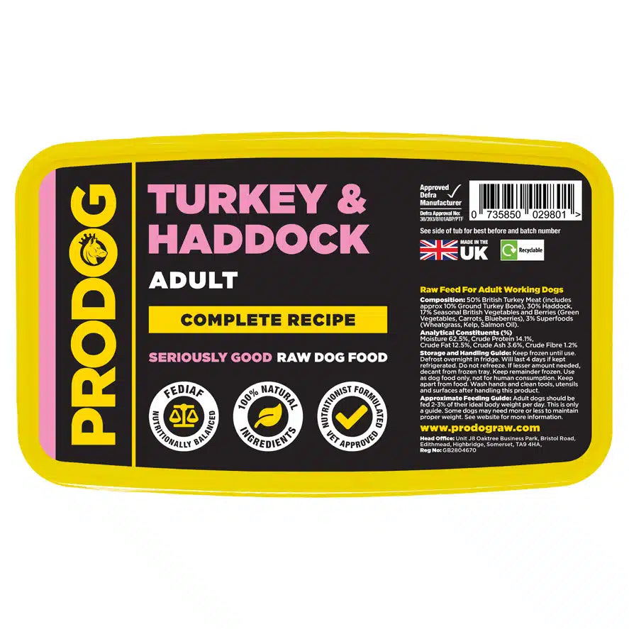 Turkey & Haddock Complete Raw Dog Food Meal 500g