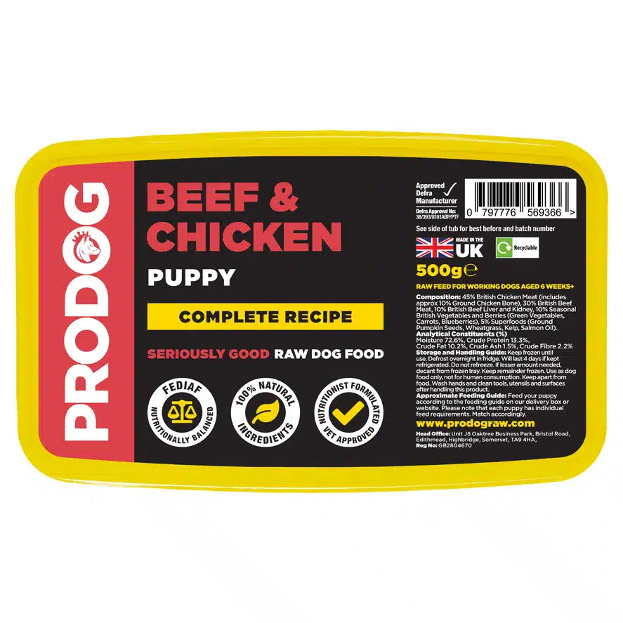 Puppy Beef & Chicken Raw Puppy Food Meal 500g