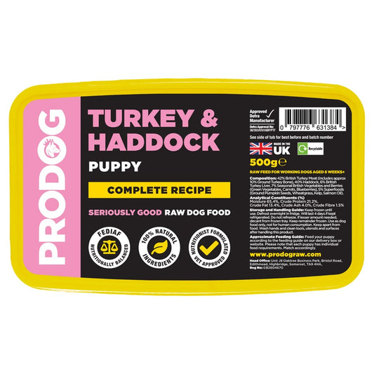 Puppy Turkey & Haddock Raw Puppy Food Meal 500g