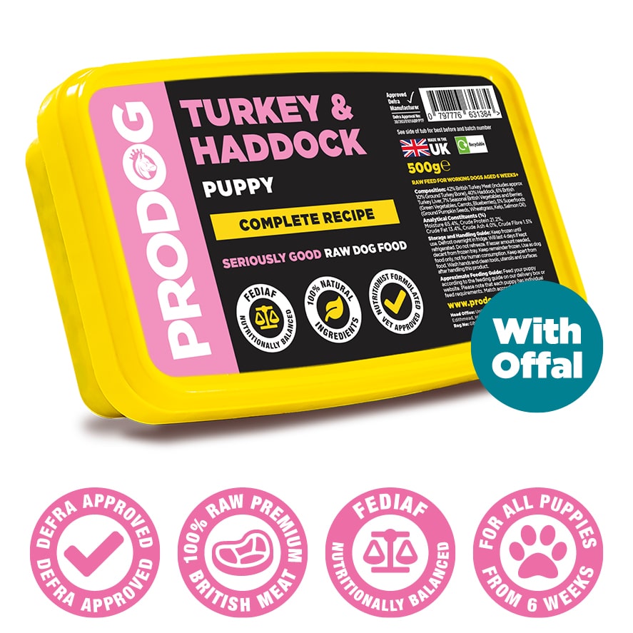 Puppy Turkey & Haddock Raw Puppy Food Meal 500g