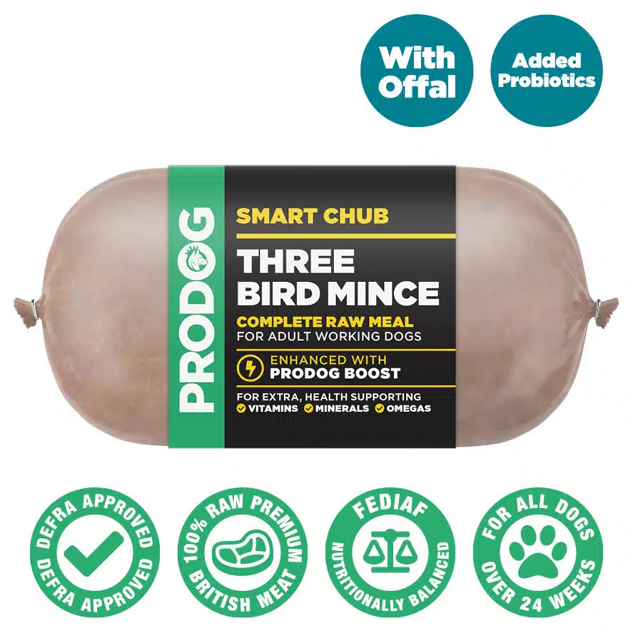 Three Bird Mince Raw Dog Food Smart Chub 450g